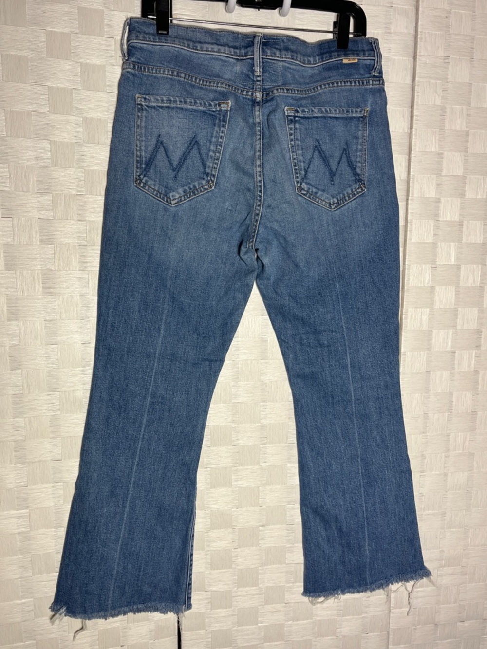 MOTHER Blue Crop Flare Jeans with Frayed Hem Size 32 *RUNS SMALL* 30/31